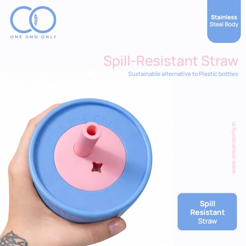 ONE AND ONLY Toddler Sipper Cup with Straw and Lid Stainless Steel Leakproof Bottle for Kids and Toddlers, 350ml Coffee Sippy Mug for Travelling (Pink) - Image 4