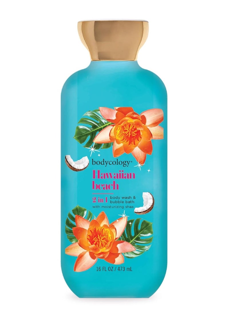 Bodycology - Bodycology 2-in-1 Body Wash & Bubble Bath, Hawaiian Beach, 16 fl oz - Image 1