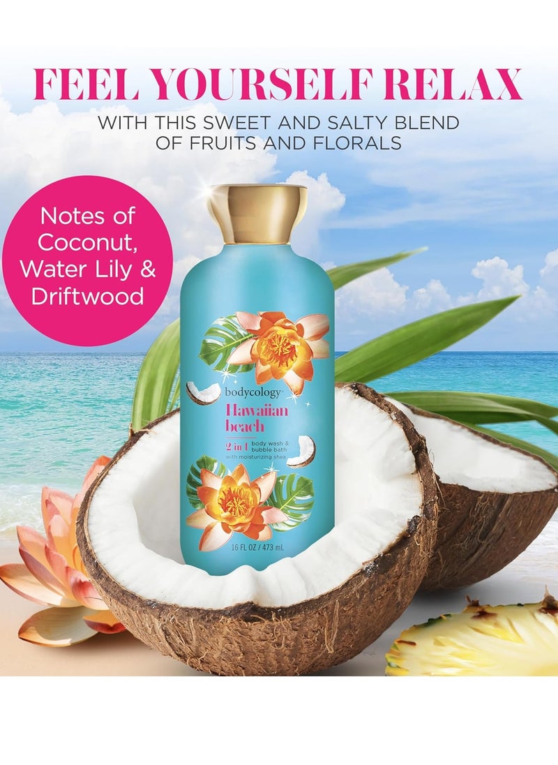 Bodycology - Bodycology 2-in-1 Body Wash & Bubble Bath, Hawaiian Beach, 16 fl oz - Image 1