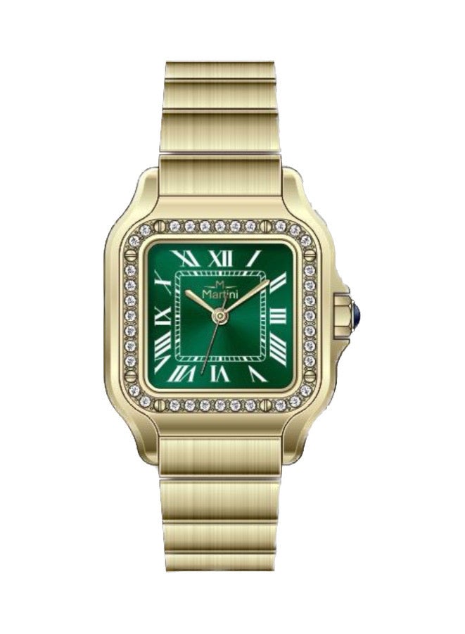 MARTINI Embellished Square Green Dial Analog Watch - Image 1