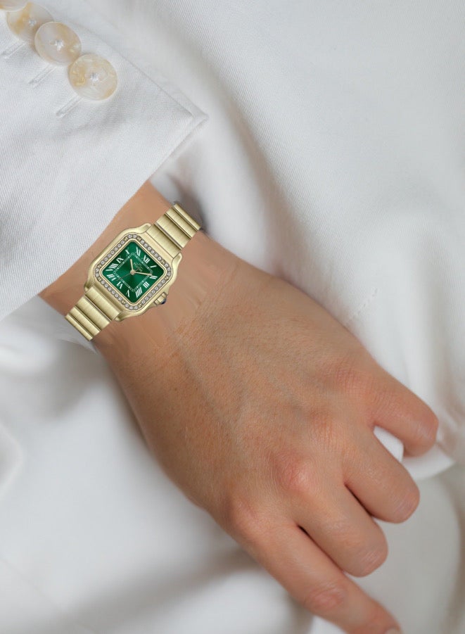 MARTINI Embellished Square Green Dial Analog Watch - Image 4