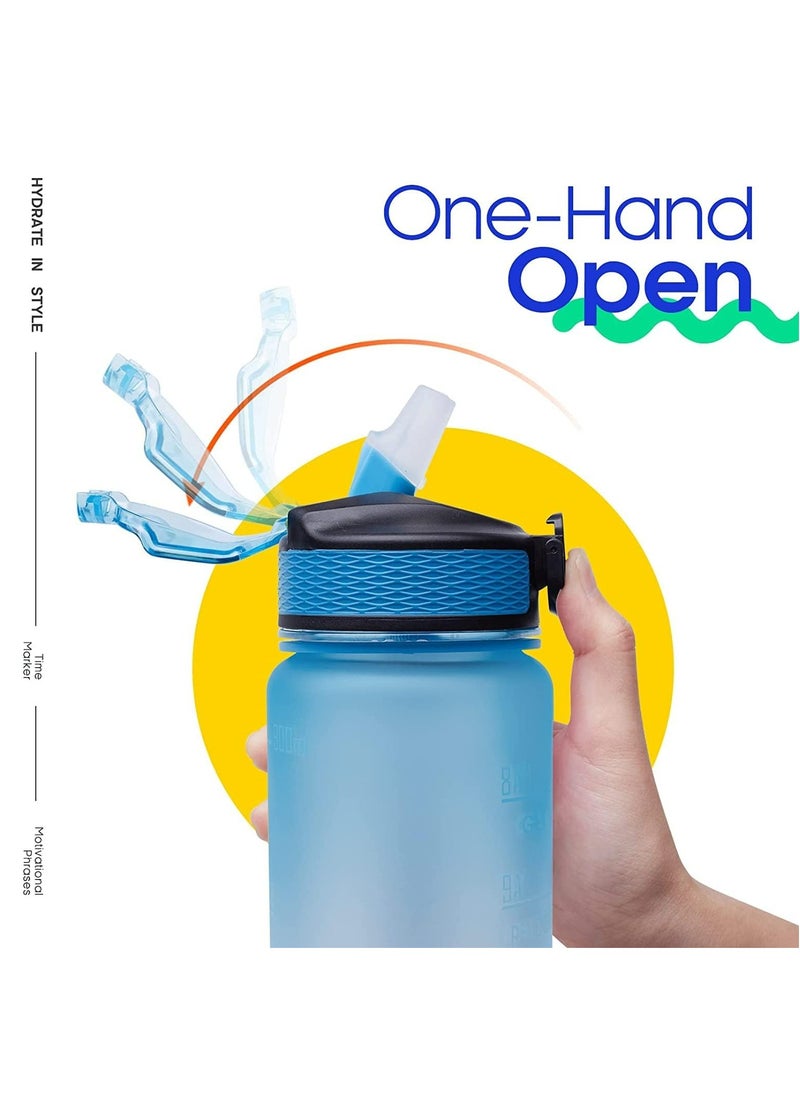 MODERN HOME - Sport Water Bottle 1L 32oz with Motivational Time Marker Straw Strainer Tritan Plastic BPA Free Bottles for kids Fitness Gym Office Outdoor School Sports and Exercise Leak Proof - Image 1