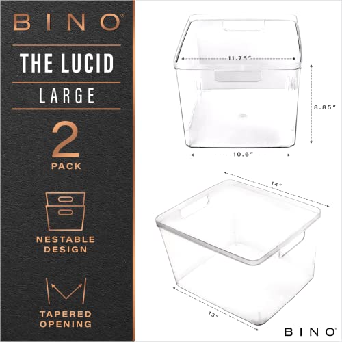 BINO | Plastic Bins, Large - 2 Pack | THE LUCID COLLECTION | Multi-Use| Built-In Handles | BPA-Free | Clear Storage Containers | Fridge Organizer | Pantry & Home Organization - Image 2