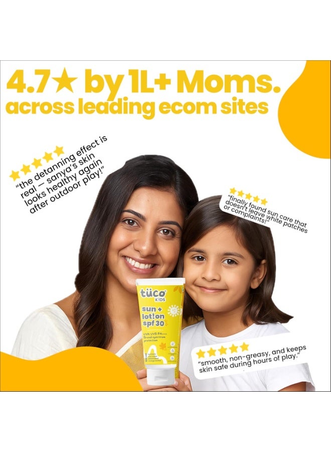 TuCo SPF 30 All Skin Kids Dull Skin Soap (75 gm x 3) & Sunscreen Lotion (100 ml) | Safe For Kids | Ages 2-5, 5-10, 10-15 | Paraben & Sulfate Free | Pack of 4 - Image 4