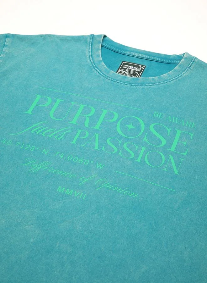 Difference of Opinion Men Oversized Acid Wash Printed T-Shirt