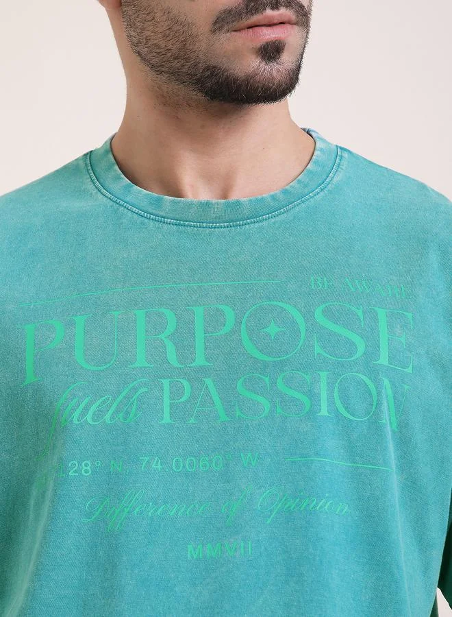 Difference of Opinion Men Oversized Acid Wash Printed T-Shirt