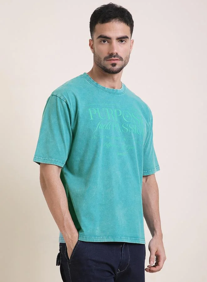 Difference of Opinion Men Oversized Acid Wash Printed T-Shirt