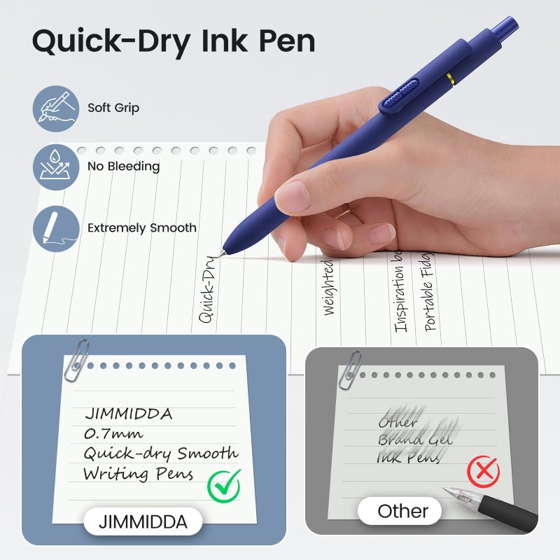 JIMMIDDA 8Pcs Black Gel Pens - 0.7mm Medium Point Black Ink Pens | Smooth Writing - Quick Drying Retractable Pen for Men Women (Vintage - 8Pcs) - Image 4