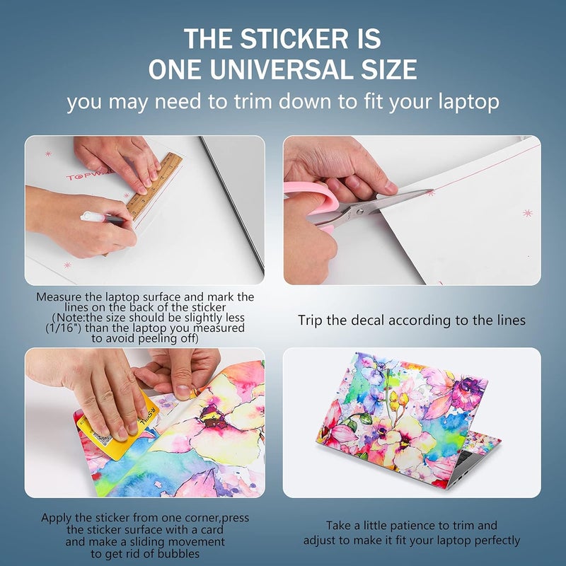 ICOLOR Laptop Skin Sticker Decal 12 13 13.3 14 15 15.4 15.6 inch Personalized Universal Notebook Vinyl Skin Stickers Cover Art Decal Computer Protector (Flowers) - Image 2