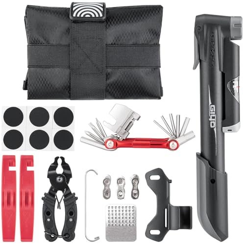 CXWXC Bicycle Repair Tool Kit with Bike Pump & Saddle Bag - Bike Tool Kits for Repair and Maintenance at Home or on the Road - Bike Tire Repair Kit - Image 1