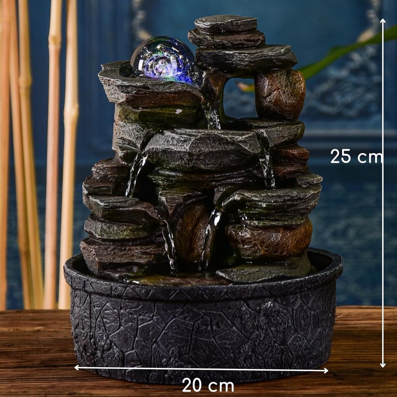 Zen Light Satya Zen'Light Indoor Fountain Waterfall Natural Stone Rock Light Effect Colourful Light, Gift Idea, Moving Interior Decoration - Zen Table Fountain Relaxing, Feng Shui Object Happiness, H 23 cm - Image 4