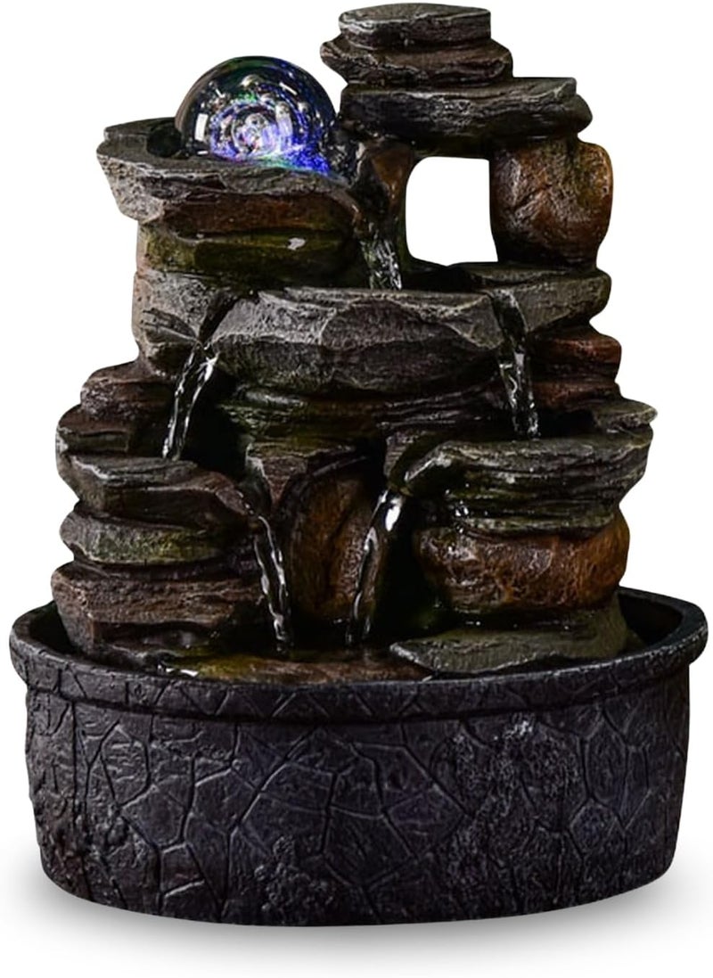 Zen Light Satya Zen'Light Indoor Fountain Waterfall Natural Stone Rock Light Effect Colourful Light, Gift Idea, Moving Interior Decoration - Zen Table Fountain Relaxing, Feng Shui Object Happiness, H 23 cm - Image 1