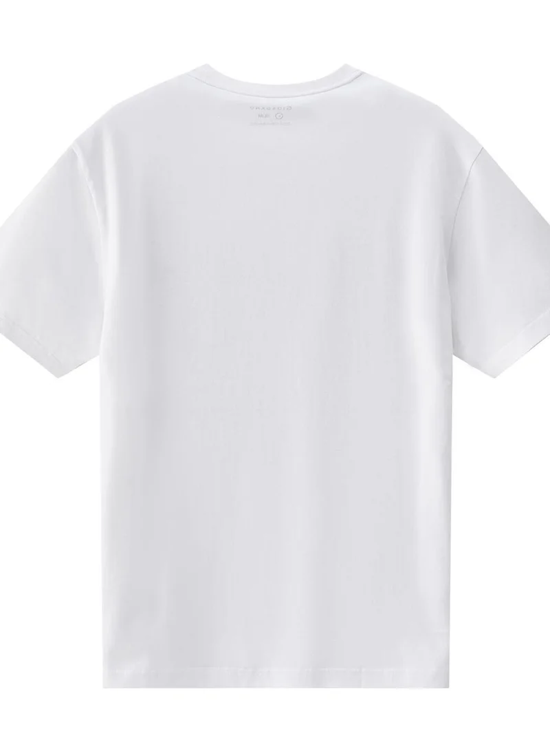 جيوردانو تيشيرت رجالي بقصة ضيقة مطبوع - قطن جيرسي، ياقة دائرية، أكمام قصيرة