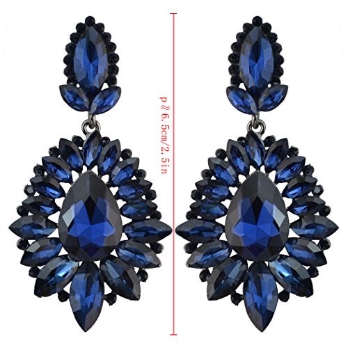 idealway Luxury Drop Earring Inlay Crystal Rhinestone Dangle Long Earrings For Women Jewelry (Purple) - Image 3