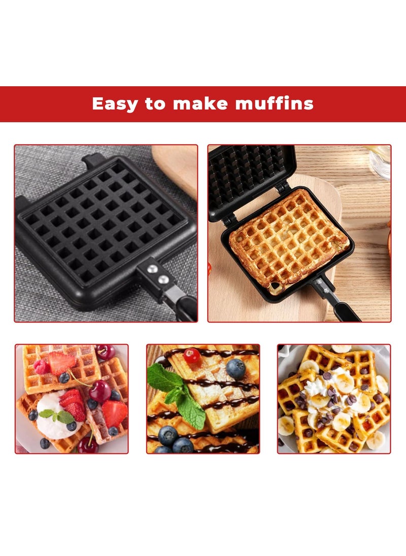 PANCA PANCA Waffle Maker Pancake Maker Waffle Maker Machine with Comfortable Long Handle for Kitchen Gas Stove Non Stick Pan Press Plate Cooking Baking Tool  - Image 4