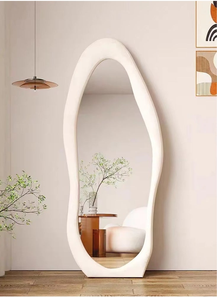 Generic - Full Length Mirror with Stand, Full Length Mirror Wall Mounted, Floor Mirror, Cloud Shape Standing Mirror, Flannel Wrapped Wooden Frame Mirror, Irregular Full Body Mirror - Image 1