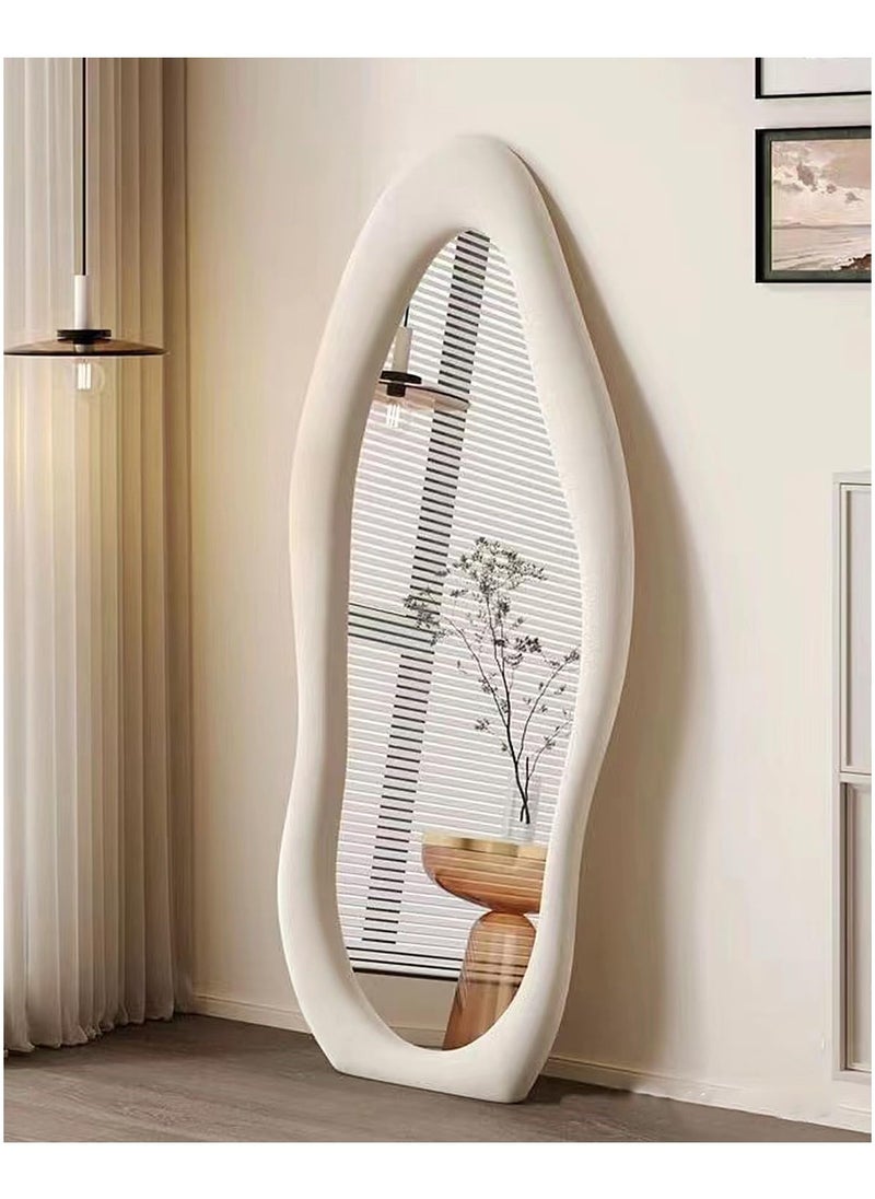 Generic - Full Length Mirror with Stand, Full Length Mirror Wall Mounted, Floor Mirror, Cloud Shape Standing Mirror, Flannel Wrapped Wooden Frame Mirror, Irregular Full Body Mirror - Image 1