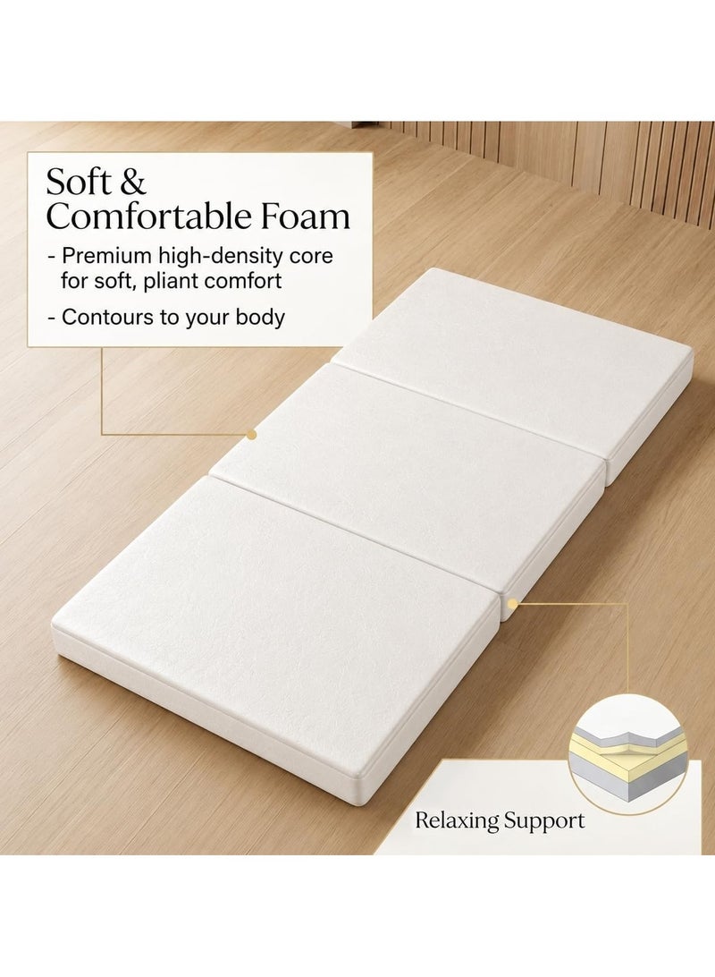 KARPENTONE 3-Fold Folding Mattress 180 x 90 x 10 cm, High Density Foam, Waterproof Rexine Cover, Removable Washable Cover, Portable Floor Mattress for Home, Guests, Camping & Travel - Image 2