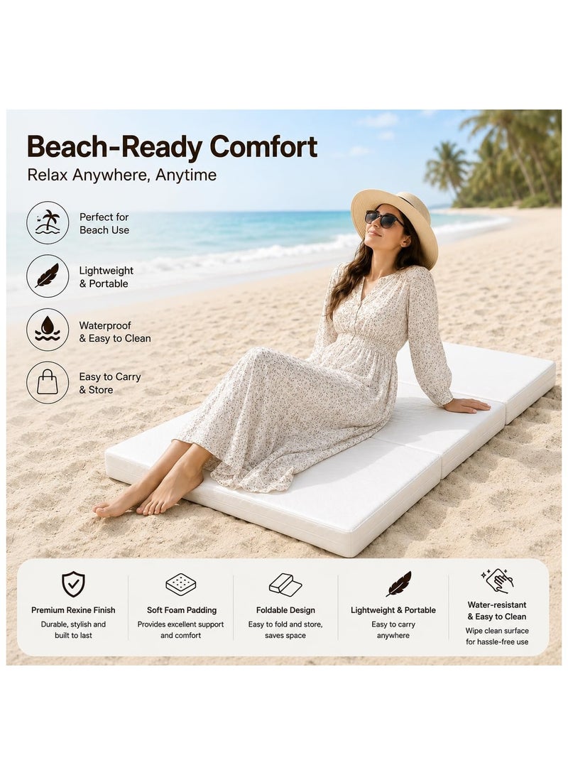KARPENTONE 3-Fold Folding Mattress 180 x 90 x 10 cm, High Density Foam, Waterproof Rexine Cover, Removable Washable Cover, Portable Floor Mattress for Home, Guests, Camping & Travel - Image 3