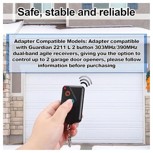 Kingdder 2 Pieces Garage Door Remote Compatible with Guardian 2211 L 2 Button Garage Door Remote Transmitter 303mhz390mhz Gate Opener Transmitter with Keychain - Image 3