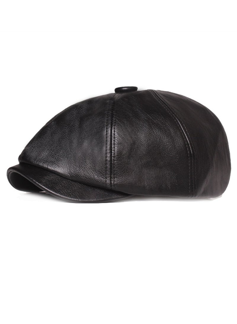 Generic Leather Cap English Vintage Bud Hat Travel Forward Hat Tide Hat Black 