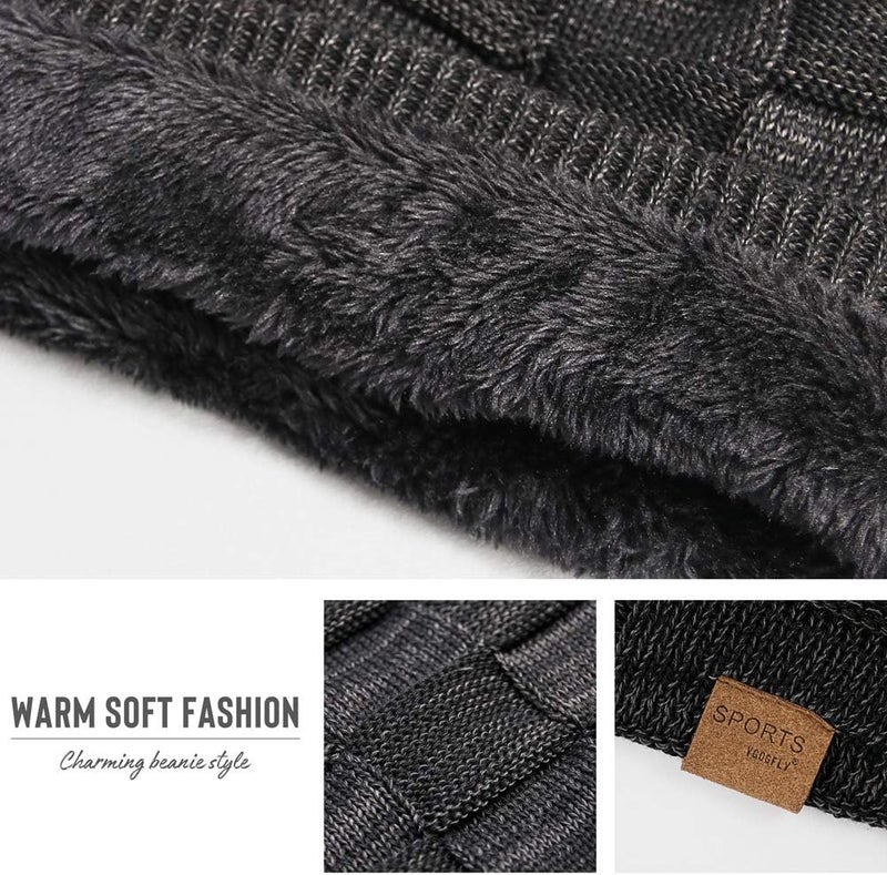 Vgogfly Slouchy Beanie for Men Winter Hats for Guys Cool Beanies Mens Lined Knit Warm Thick Skully Stocking Binie Hat - Image 5