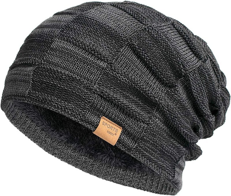 Vgogfly Slouchy Beanie for Men Winter Hats for Guys Cool Beanies Mens Lined Knit Warm Thick Skully Stocking Binie Hat - Image 1