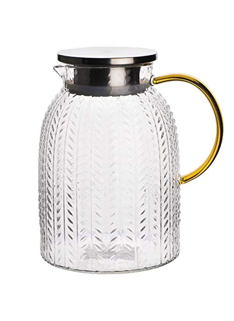 Warm Crystal Warm Crystal The Glass Water Pitcher with Lid and Handle Glass Tea Pitcher Carafe Teapot and Jug for Coffee Juice Ice Water and Flower Tea Suitable for Your Fridge and Coffeemaker 60 oz 