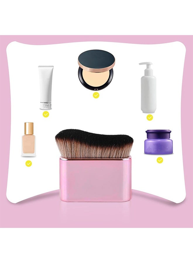 JS 2 Piece Face Brushes - Body Makeup Brush - Self Tanning Foundation Brush - High Density Face Kabuki for Highlighter, Foundation, Bronzer, Shimmer, Glow, Concealers (Rose Pink) - Image 5