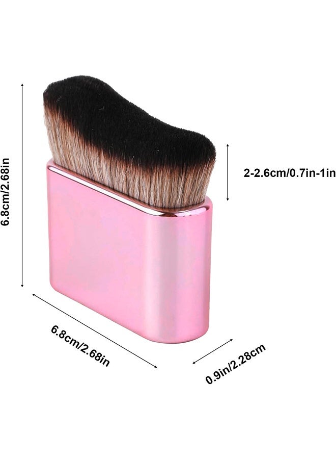 JS 2 Piece Face Brushes - Body Makeup Brush - Self Tanning Foundation Brush - High Density Face Kabuki for Highlighter, Foundation, Bronzer, Shimmer, Glow, Concealers (Rose Pink) - Image 2