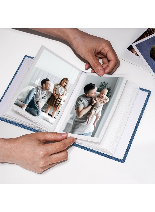 Vienrose Small Photo Album 4x6 Slip-in Picture Album 50 Pages Holds 100 Photos, Portable Photo Book 4x6 for Wedding Family Baby Travel Blue - Image 5