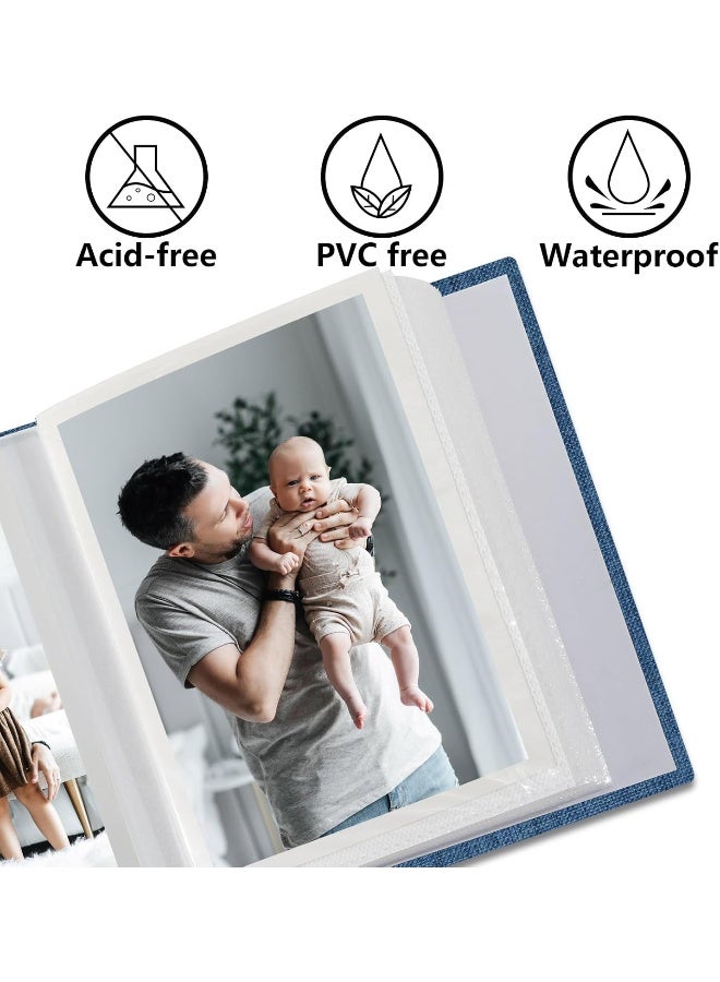 Vienrose Small Photo Album 4x6 Slip-in Picture Album 50 Pages Holds 100 Photos, Portable Photo Book 4x6 for Wedding Family Baby Travel Blue - Image 3