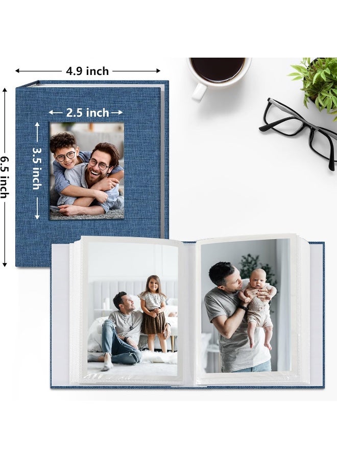 Vienrose Small Photo Album 4x6 Slip-in Picture Album 50 Pages Holds 100 Photos, Portable Photo Book 4x6 for Wedding Family Baby Travel Blue - Image 2