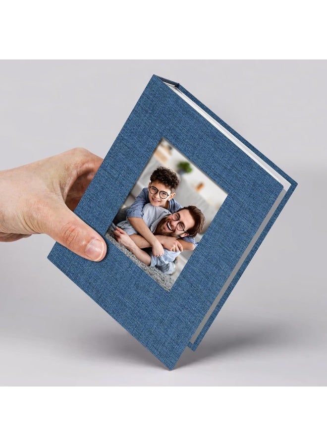Vienrose Small Photo Album 4x6 Slip-in Picture Album 50 Pages Holds 100 Photos, Portable Photo Book 4x6 for Wedding Family Baby Travel Blue - Image 1