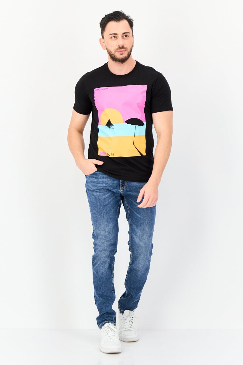 GAP Men Crew Neck Short Sleeves Graphic Print T-Shirt, Black - Image 3