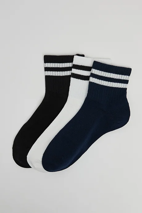 أر أند بي 3 Pack Striped Crew Socks