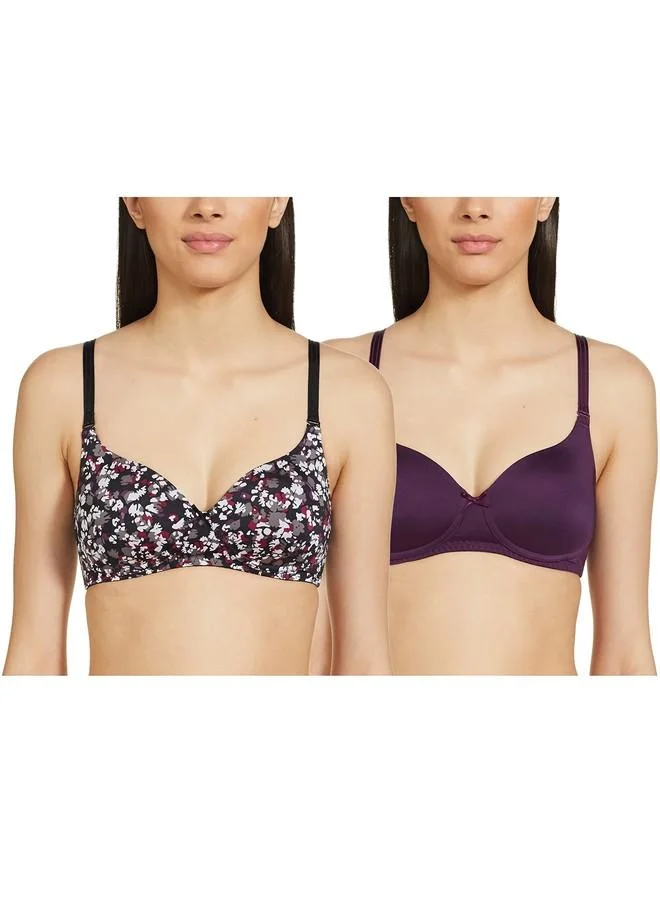 ترايامف Triumph International Women's Seamless T-Shirt Bra Set | Minimizer Size - 36B, Multi-Colour | Lightweight Non-Wired Comfort | Adjustable Straps for Versatile Fit | Everyday Essential | Pack of 2