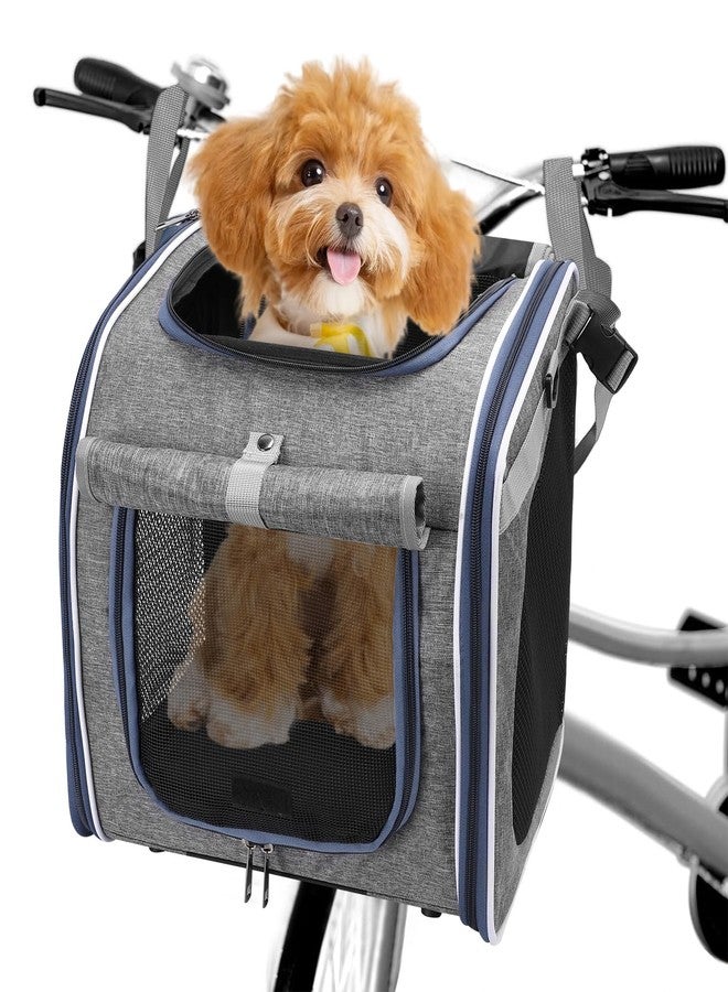 ZEMBSOYA Dog Bike Basket, Expandable Foldable Soft-Sided Dog Carrier, Bike Dog Carrier with Internal Storage Pocket, Dog Backpack Carrier Safe and Easy for Small Medium Cats and Dogs - Image 1