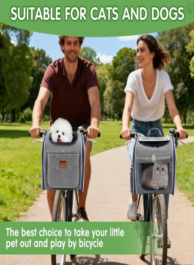 ZEMBSOYA Dog Bike Basket, Expandable Foldable Soft-Sided Dog Carrier, Bike Dog Carrier with Internal Storage Pocket, Dog Backpack Carrier Safe and Easy for Small Medium Cats and Dogs - Image 2