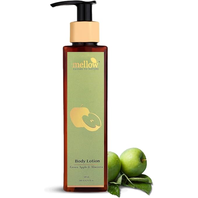 MELLOW Herbals Ayurvedic Green Apple Body Lotion (200ML) with Aloe Vera & Shea Butter | Helps to Remove Dark Patches & Tightens Skin - Image 1