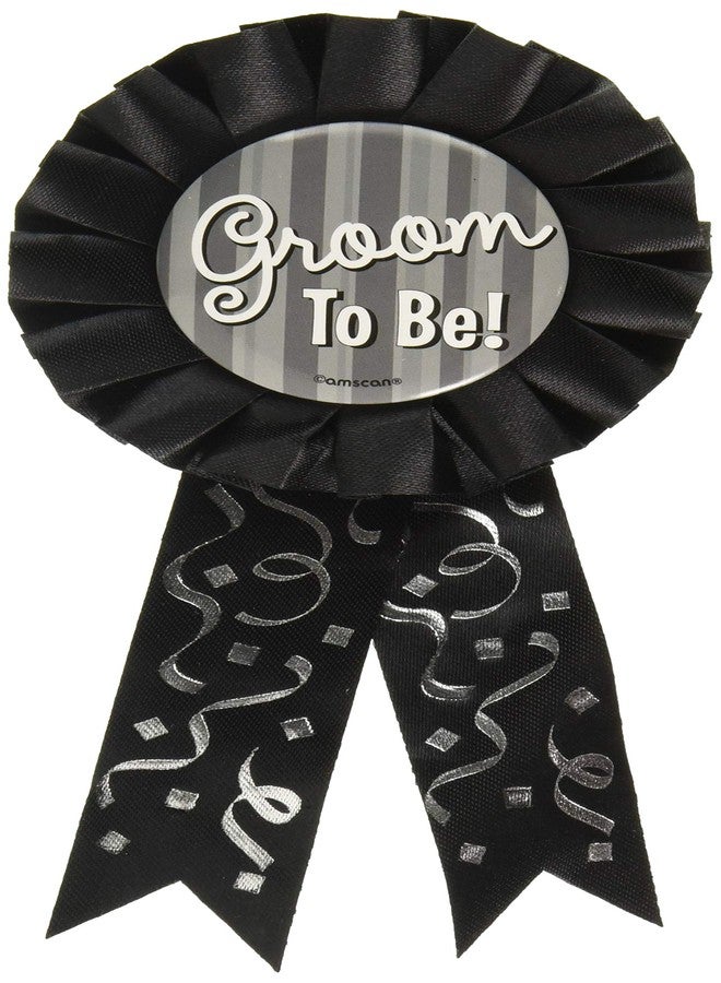 Amscan Groom to Be Award Ribbon - 5 1/2", Black, 1 Pc - Image 1