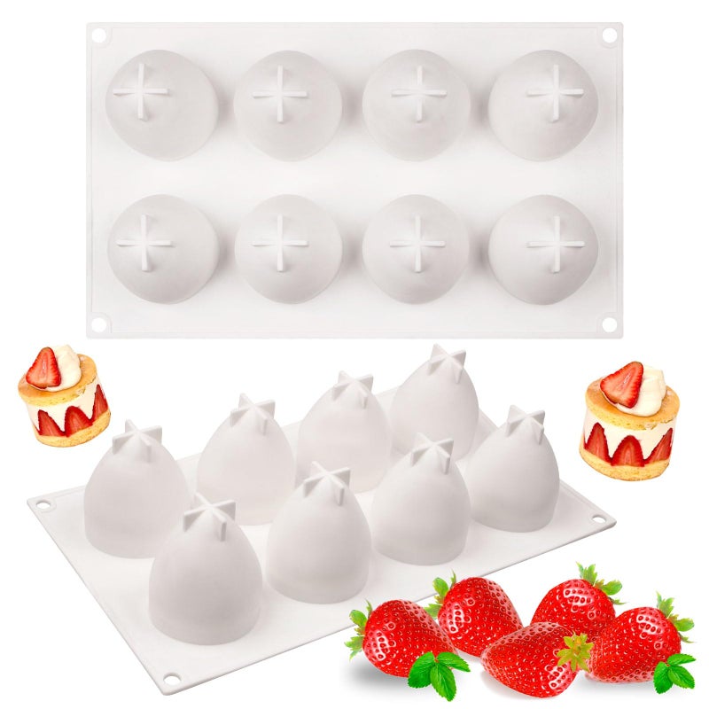 Xcake Lcook Strawberry Shaped Silicone Mold, 3D Fruit Mousse Cake Mold for Cake Decoration Cupcake Topper Dessert Chocolate Ice Candle Soap - Image 1