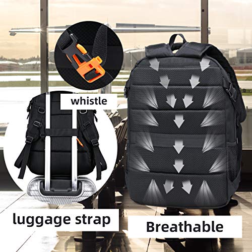 FENGDONG Durable Waterproof Travel Laptop Backpack 17.3 inch,Large College Backpack Bookbag for Men & Women Business Backpack with USB Charging Port and Headset Port Black - Image 5
