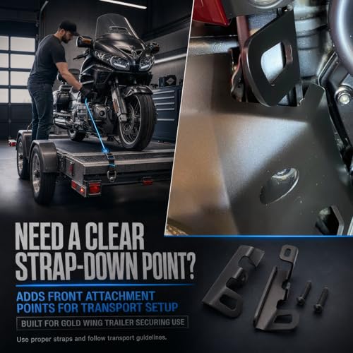 AIRCMT Front Tie Down Brackets Trailer Mount Strapdown Point Kit Compatible with 2018 UP Honda Goldwing GL1800 Tour F6B 2019 2020 2021 2022Black - Image 3