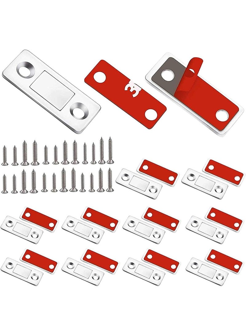 قفل باب مغناطيسي مستورد، عبوة من 10 قطع، مغناطيسات خزائن رفيعة للغاية، قفل مغناطيسي لأبواب الخزائن مصنوع من الفولاذ المقاوم للصدأ، مغناطيسات لاصقة لأبواب الخزائن، مناسب لخزائن المطبخ والأدراج، مزلاج مغناطيسي للخزائن - Image 1