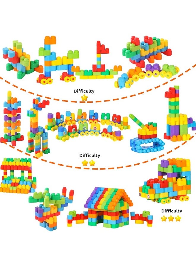 RAINBOW TOYFROG RAINBOW TOYFROG Building Blocks Toys for Toddlersâ€“Educational Development STEM Toysâ€“Safe Skill Building Toys for Boys&Girls â€“ Set of 74pcs with Alphabet &Umber Stickers â€“ Included Storage Bag  - Image 3