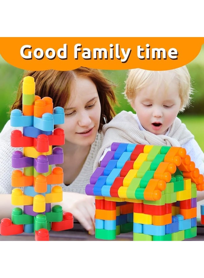 RAINBOW TOYFROG RAINBOW TOYFROG Building Blocks Toys for Toddlersâ€“Educational Development STEM Toysâ€“Safe Skill Building Toys for Boys&Girls â€“ Set of 74pcs with Alphabet &Umber Stickers â€“ Included Storage Bag  - Image 5