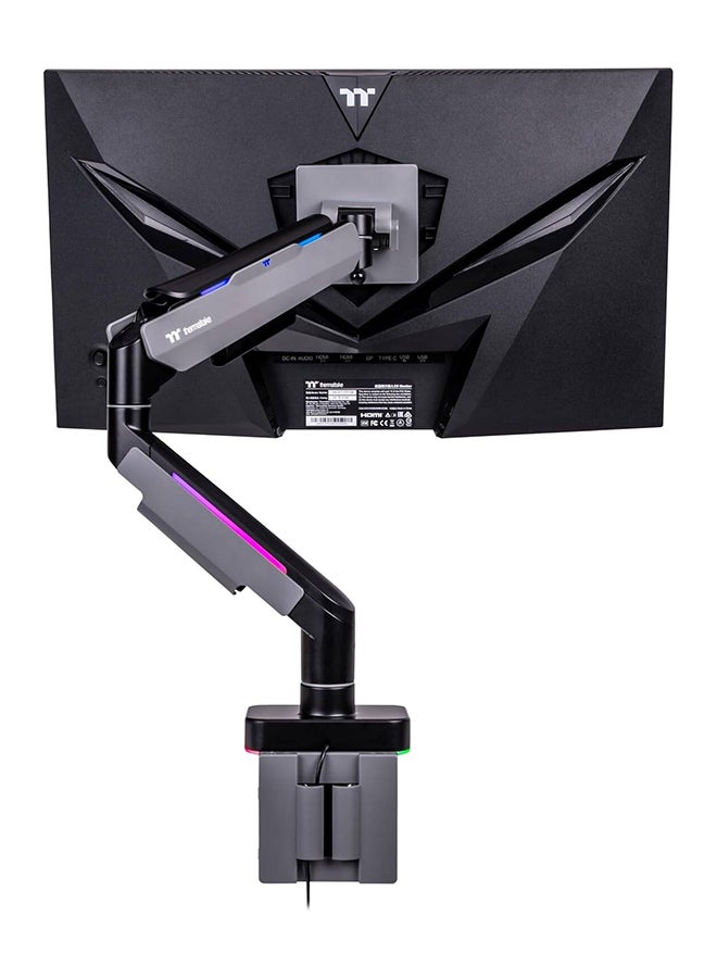 Thermaltake Single Heavy Duty RGB Monitor Arm for up to 49 inchs and 44 lbs Screen, 100 x 100 mm VESA Compatible, Wide Rage Movements, Grey - Image 3