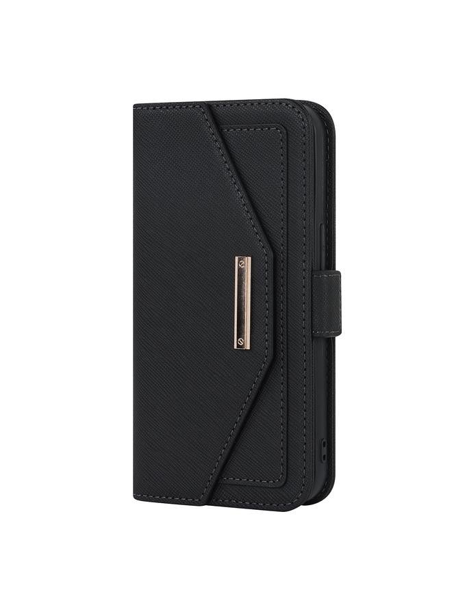 Zaboon Case For iPhone 12 / 12 Pro Cross Texture Lanyard Leather Phone Case - Image 2