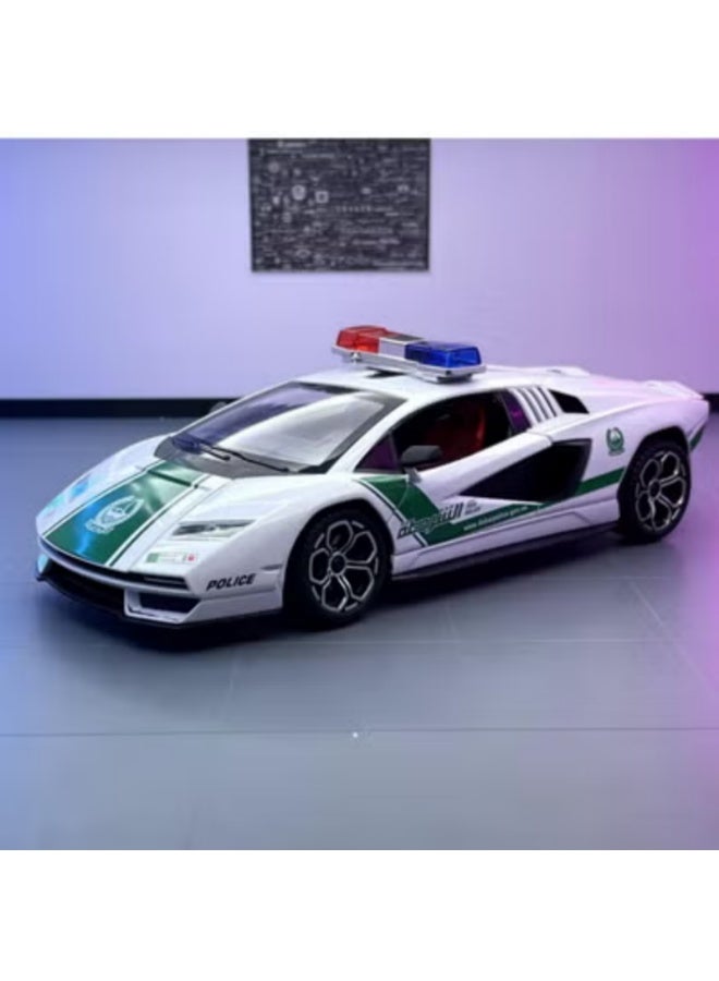 Alloy car model Dubai 1:24 Middle East police car sound and light recoil boy toy car model display item collection - Image 1